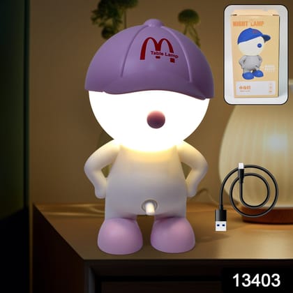 Cute Lovely Cartoon Design LED Desk Night Light With Plastic Head Cap (1 Pc)