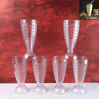 Supermom Transparent Plastic Milkshake Glass Set (400ML / 6 Pc) | Assorted Colour