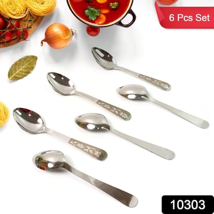 Stainless Steel Table Spoons Set of 6 | Assorted Colour