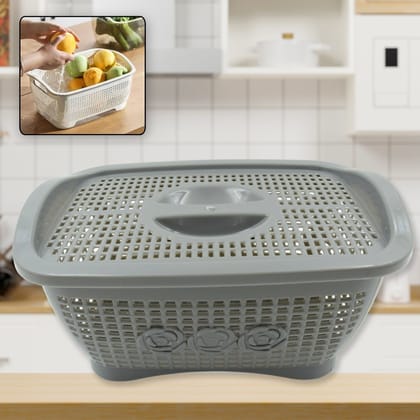 Multipurposes Plastic Basket, Organizer for Kitchen, Countertop, Cabinet, Bathroom with Lid, Plastic Storage Basket For Store Fruits, Vegetables, Magazines, Cosmetics, Stationary (1 Pc / Mix Color )