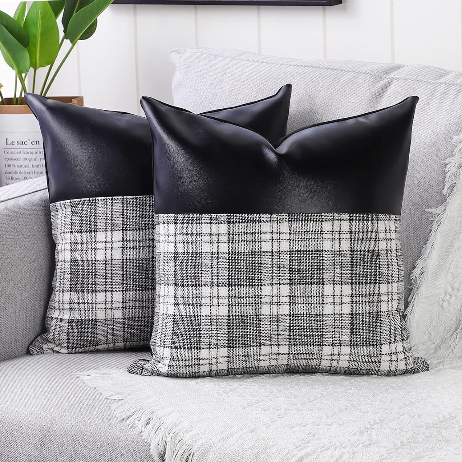 Pillow Covers Cushion Cases Soft Leather and Cotton (23 × 22 Inch / 1 Pair / 2 Pc)assorted colour