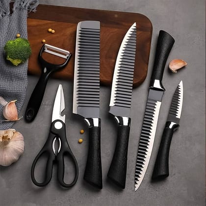 Stainless Steel Knife Set With Chef Peeler And Scissor (6 Pieces) Stainless Steel Knife Set With Chef Peeler And Scissor (6 Pieces)
