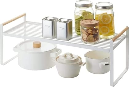 Beechwood Countertop Organizer|Table Riser Kitcehn Storage Shelves|Home Organization And Storage - For Spice Rack, Cupboard, Closet, Pantry, Corner, Under Sink (Large, White)_assorted colour