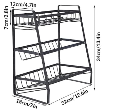 3-Tier Kitchen Spice Rack Organizer - Metal Countertop Storage