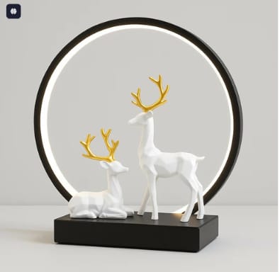 Deer Lamp with Gold Antlers - Modern Decorative Night Light