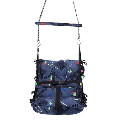 Swing for Kids Swing Cotton Baby Children Folding And Washable 1 to 5 Years New Born Baby Gift Jhula With Safety Belt Easy To Carry Safety Lock Cradle Chair |Home Garden Hall(Grey Triangle)