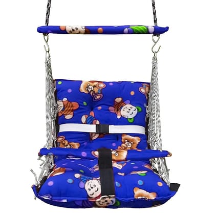 Cotton Velvet Baby Swing Foldable jhula Portable jhoola for Kids 0-3 Years Safety Belt Soft Cover (Blue)