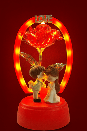 Romantic Couple with Red Rose Ornament - Perfect Gift for Love