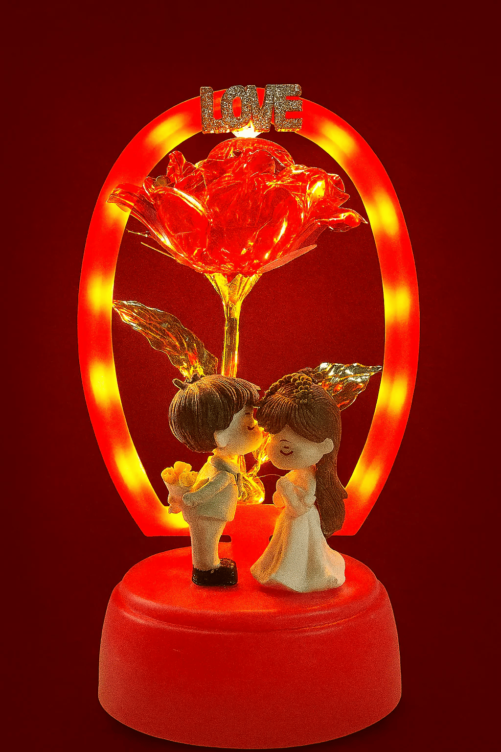 Romantic Couple with Red Rose Ornament - Perfect Gift for Love