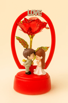 Romantic Couple with Red Rose Ornament - Perfect Gift for Love