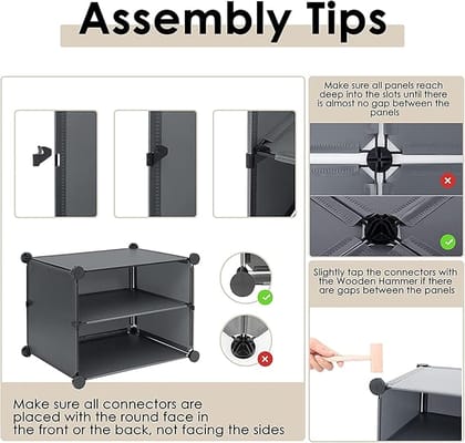 𝟔 𝐒𝐡𝐞𝐥𝐟 DIY Shoe Rack Box Organizer | Multi-Purpose Plastic Shoe Rack for Home | Home Storage Shoe Rack with Door for Entryway, Chappal Slipper Sandals Shoe Stand【Black, 6-Shelf-3-Door】