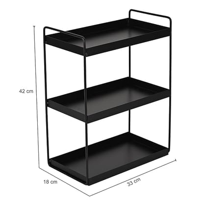 Multipurpose 3-Tier Metal Racks for Kitchen Storage | Modern & Space-Saving Design | Versatile Spice Rack Organizer for Pantry, Oil Stand & Countertop Use | Black