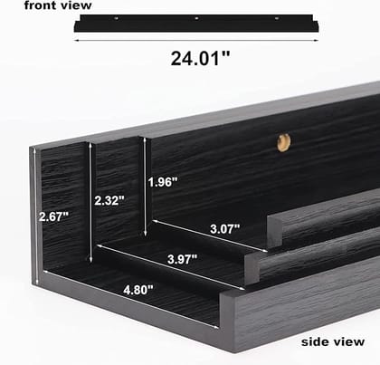 Wooden Wall Shelves for Living Room, Bedroom | Wall Mounted Shelf | Wall Hanging Storage Unit | Wall Organiser Shelf (Ledge - Set of 3 - Black - 24 Inch)