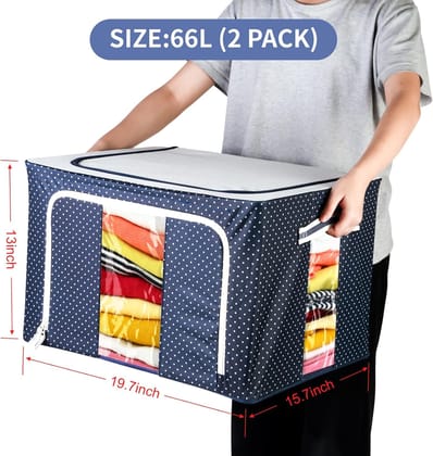 Polka Dot Storage Boxes with Clear Window for Clothes & Blankets