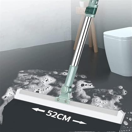 Heavy Duty Magic Silicone Broom Floor Wiper with Extendable Stainless Steel Handle – | Bathroom, Kitchen, Tiles, Hardwood – Easy Floor Cleaning Tool for Wet | Dry Surfaces
