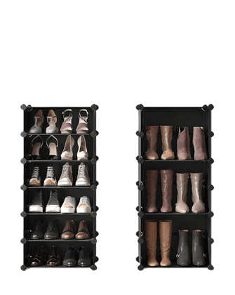 𝟏𝟔 𝐒𝐡𝐞𝐥𝐟 DIY Shoe Rack Box Organizer | Multi-Purpose Plastic Shoe Rack for Home | Home Storage Rack with Door for Entryway, Chappal Slipper Sandals Shoe Stand【Brown, 16-Shelf-8-Door】_assorted colour