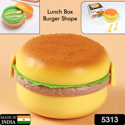 Burger Shape Lunch Box – Double Layer 1000ml Food Container with 2 Spoons for Kids Burger Shape Lunch Box – Double Layer 1000ml Food Container with 2 Spoons for Kids
