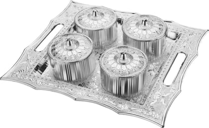 Dry Fruit Air Tight Bowls Tray with Lids 4 Section Snacks Mukhvas Dani | Assorted Colour