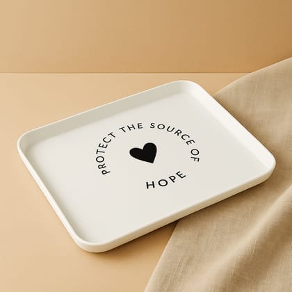 Elegant Printed Plastic Serving Tray with Motivational Quote | Assorted Colour