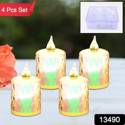 4 Pc Flameless and Smokeless Decorative Melting Candles LED Tea Light, Diwali