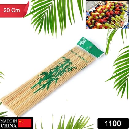 Camping Wooden Color Bamboo BBQ Skewers – 20cm Barbecue Shish Kabob Sticks for Fruit, Meat, Party & More (Pack of Skewers)