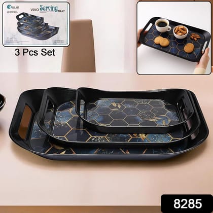 Premium Plastic Serving Tray (3 Pc) | Assorted Colour