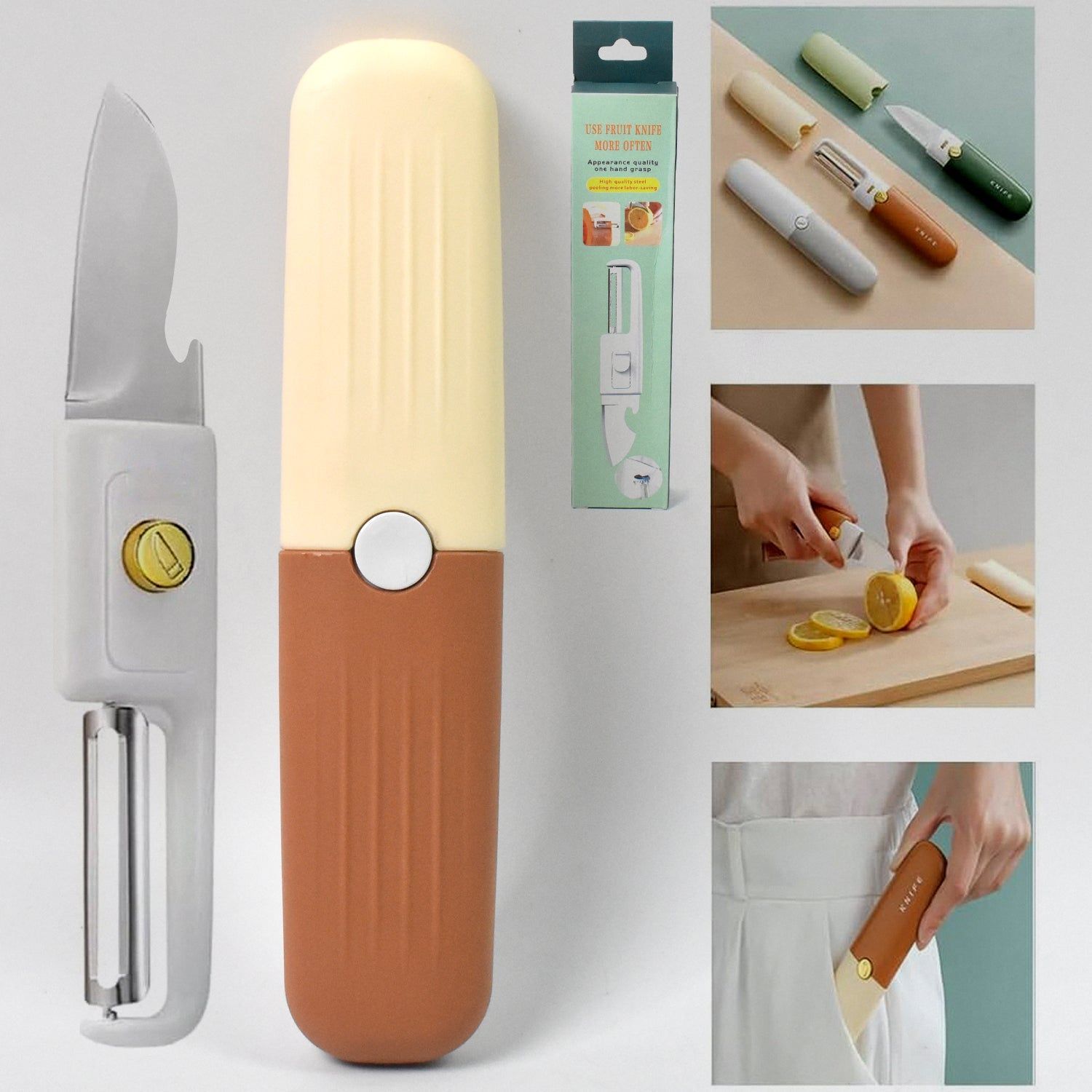 2 in 1 Knife, Multifunctional peeler fruit knife (1 Pc)