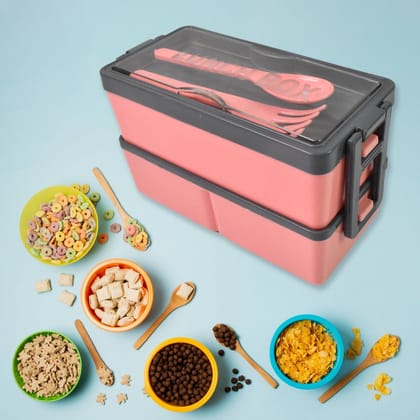 Plastic 3 Layer Leak Proof 3 Compartment Lunch Box for Office  (1 Pc)