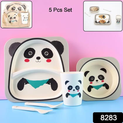 Eco-Friendly Panda-Themed Kids Dinnerware Set (5 Pc) | Assorted Colour Eco-Friendly Panda-Themed Kids Dinnerware Set (5 Pc) | Assorted Colour