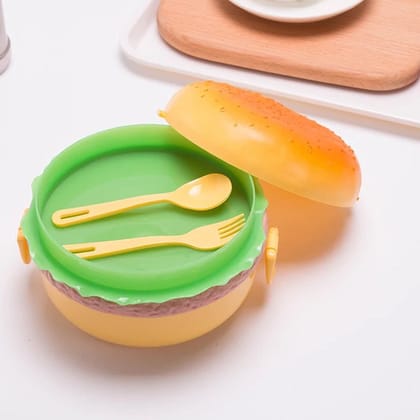 Burger Shape Lunch Box – Double Layer 1000ml Food Container with 2 Spoons for Kids Burger Shape Lunch Box – Double Layer 1000ml Food Container with 2 Spoons for Kids