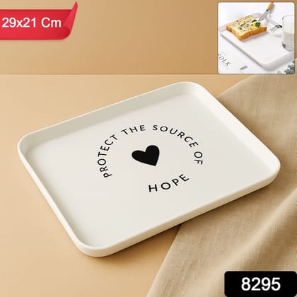 Elegant Printed Plastic Serving Tray with Motivational Quote | Assorted Colour