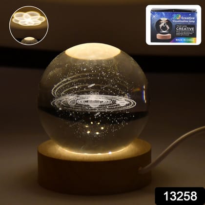 3D Astronomy Night Lamp Crystal Ball lamps With Base (1 Pc)assorted colour
