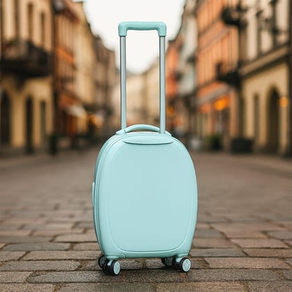 17849&nbsp;Suitcase For Kids, Girls Green Small Cabin Hard Cover Holiday Carry On Trolley with Extendable Handle, Children's Luggage, Trolley Rolling Luggage for Toddlers Men Woman (Mix Color)