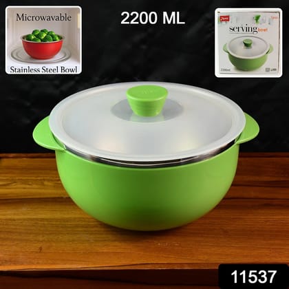Apex 2200ml Microwave-Safe Plastic Serving Bowl with Lid (1 Pc) | Assorted Colour