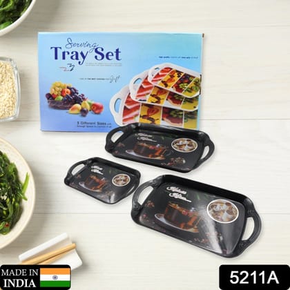 Serving Tray Set  (Pack of 3 Pcs / Multicolor / Mix Size) | Assorted Colour