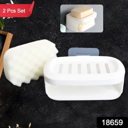 Soap Box With Sponge Dual-use Soap Holder ,Sabudani (2 Pc Set / With Adhesive Hook)