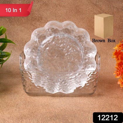Plastic Household Flower Design Plates Dinner Plates Dish Tray (10 Pcs Set) | Assorted Colour