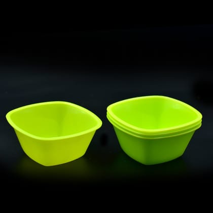 Square Plastic Bowl For Serving Food (Pack of 4) | Assorted Colour