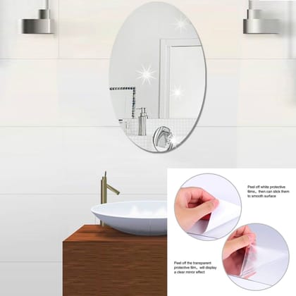 Oval Shape 3D Mirror Sticker (2 Pc Set)