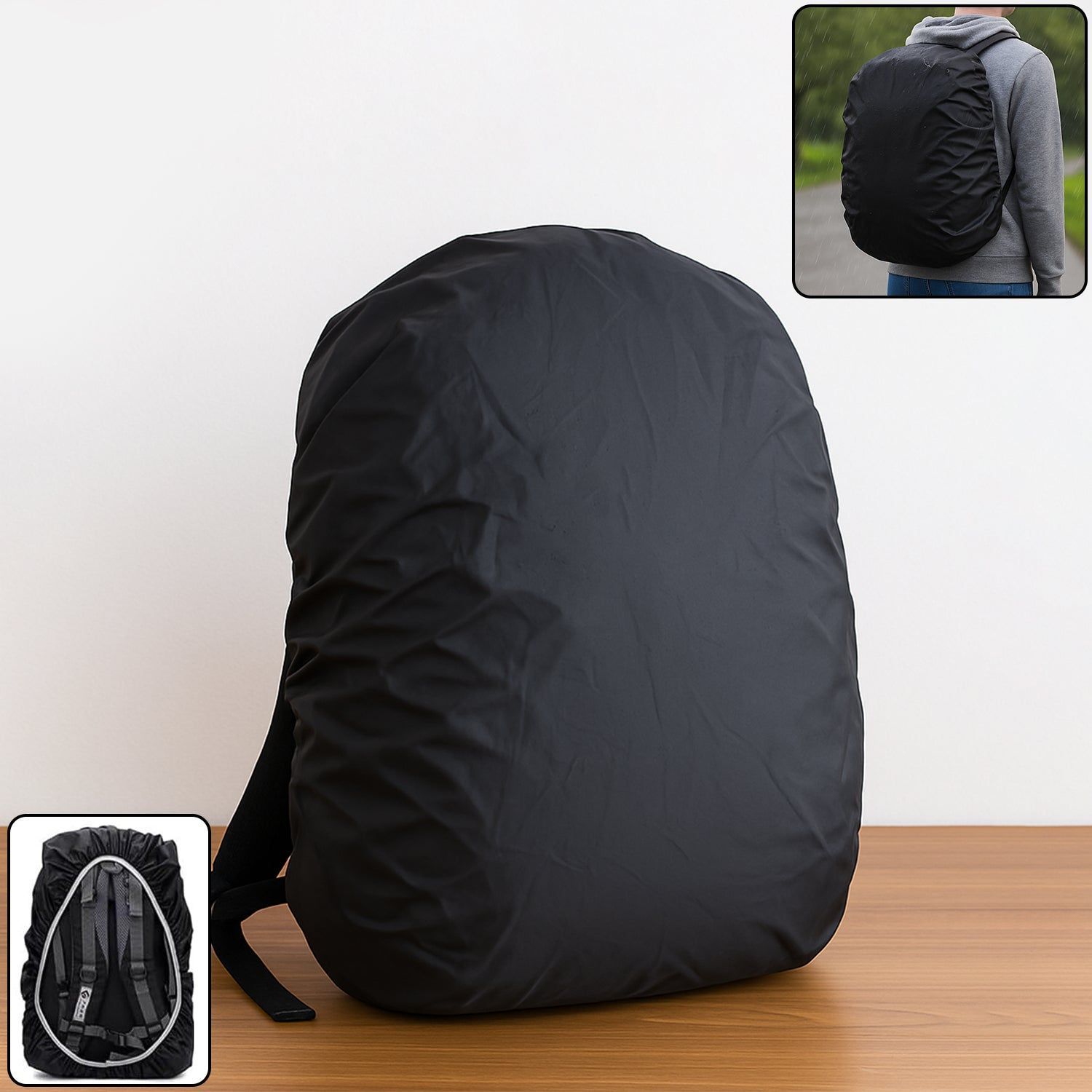 Heavy Waterproof Nylon Rain Cover/Dust Cover - Elastic Adjustable for Laptop Bags and Backpacks, School Bag Waterproof Cover, Dust Proof, Backpack, Laptop Bag Cover (1Pc)