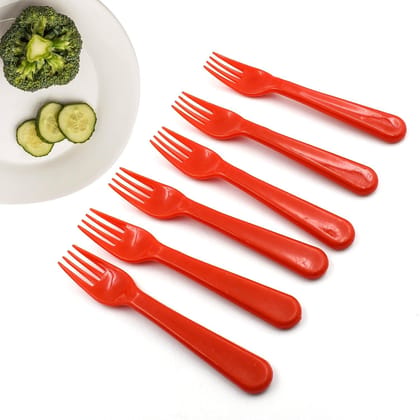 Plastic Fork Spoon, Fork Spoon Set, Fruit Fork Spoon Set | Baby Fork Spoon/Vegetable Fork Spoon, Plastic Salad Spoon, Dessert Spoon (6pc set) | Assorted Colour