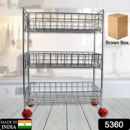 3-Tier Stainless Steel Kitchen Trolley , Fruit & Vegetable Rack