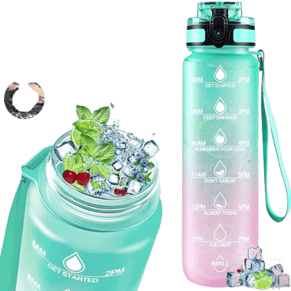 Motivational Water Bottle With Straw & Time Marker,_assorted colour Motivational Water Bottle With Straw & Time Marker,_assorted colour