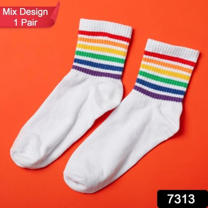 1Pair Socks Printed Trendy Multiple Designer Socks (1 Pc / Mix Design)