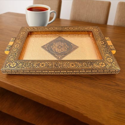 Premium Antique-Style Rajwadi Decorative Serving Tray – 40x26 cm | Assorted Colour