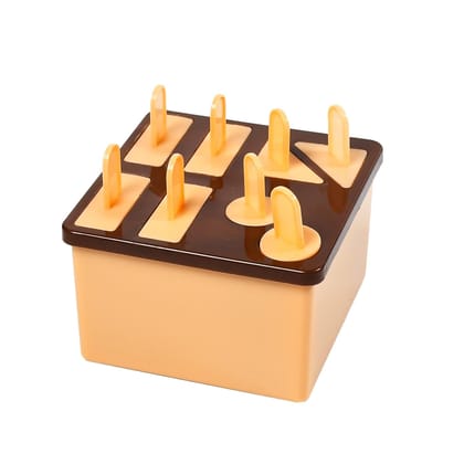 Plastic Kulfi Mold, Kulfi Molds 8 pcs Tray Ice Cream Mold Reusable Frozen Kulfi Maker sicle Sticks Lolly Ice sicle Candy Mold for Children pink Color (Brown Box)