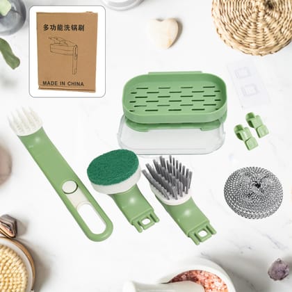 Dish Brush Set with Handle, Replacement Heads, Drain Tray in Kitchen (9 Pcs Set) Dish Brush Set with Handle, Replacement Heads, Drain Tray in Kitchen (9 Pcs Set)