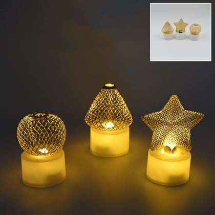 Flameless and Smokeless Decorative Candles Acrylic Led Tea Light Candle for Gifting, House, Light, Diwali (3 Pc Set)