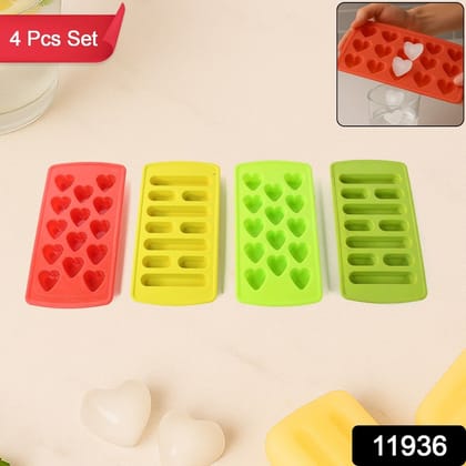 Plastic Ice Cube Tray Set (4 Pc) | Assorted Colour