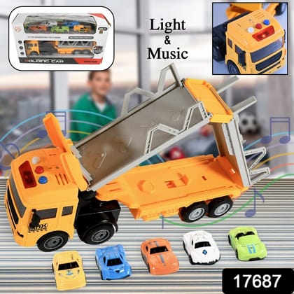 Realistic Long-Haul Toy Vehicle Transport Playset with Lights and Sound Realistic Long-Haul Toy Vehicle Transport Playset with Lights and Sound